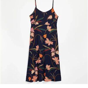 LOFT | Ann Taylor Floral Smocked Back Strappy Midi Dress size 10